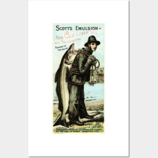 Scott's Emulsion Pure Cod Liver Oil Food Supplement Vintage Advertising Poster Posters and Art